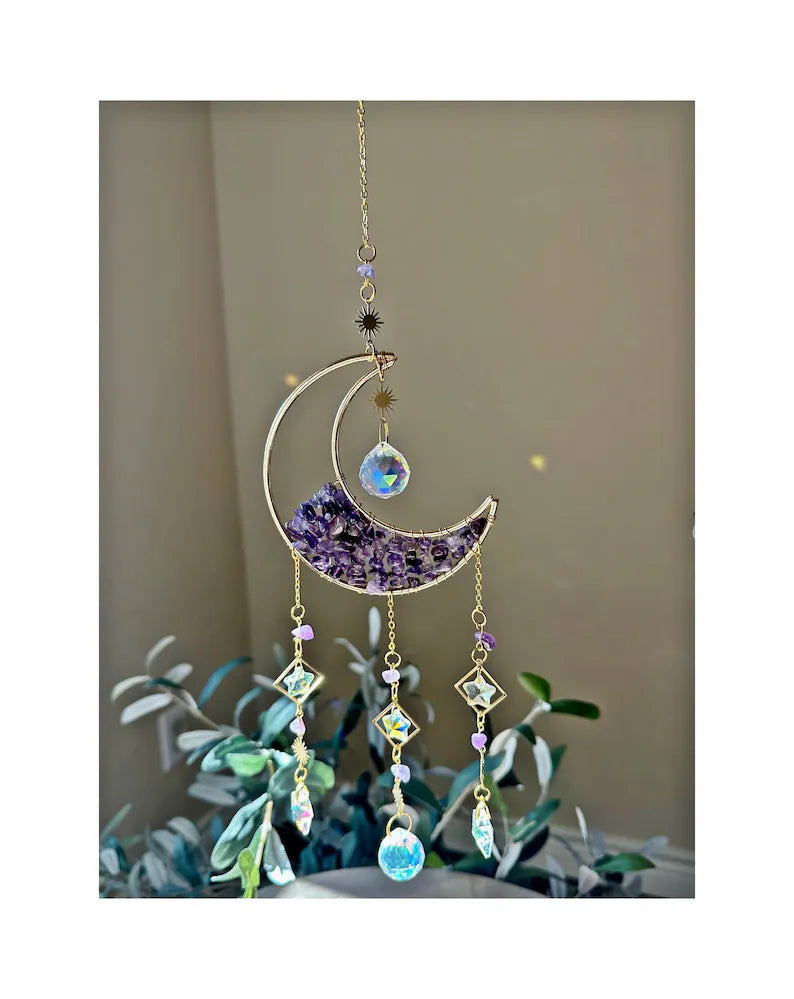 Amethyst Gemstone Crystal Suncatcher