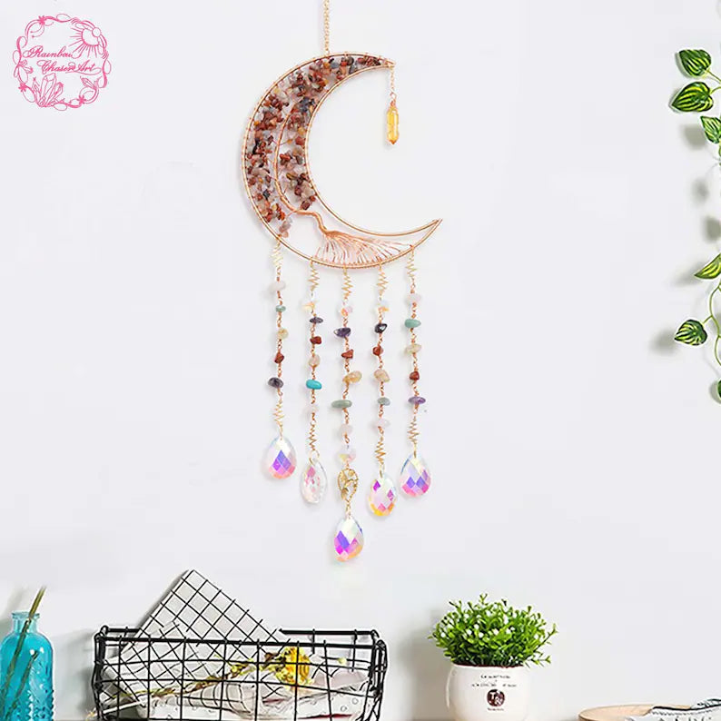 Natural crystal Suncatcher/Crystal Tree of life dream catcher