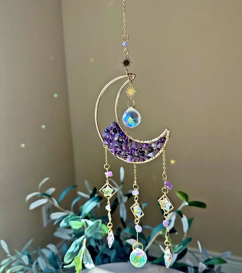 Amethyst Gemstone Crystal Suncatcher
