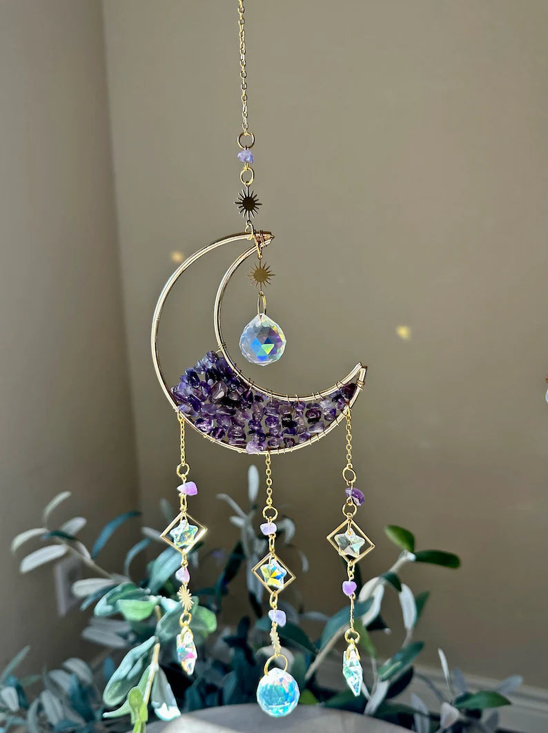 Amethyst Gemstone Crystal Suncatcher