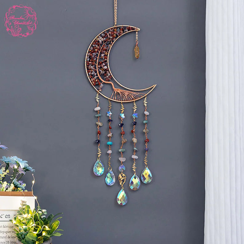 Natural crystal Suncatcher/Crystal Tree of life dream catcher