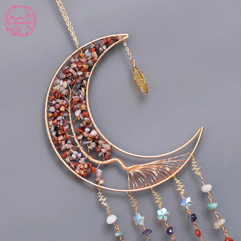 Natural crystal Suncatcher/Crystal Tree of life dream catcher
