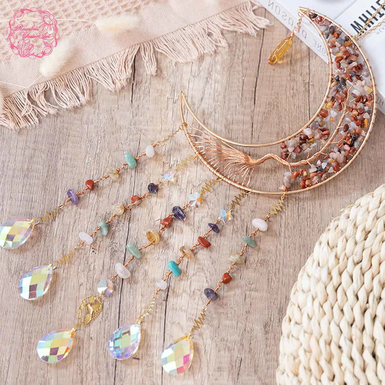 Natural crystal Suncatcher/Crystal Tree of life dream catcher