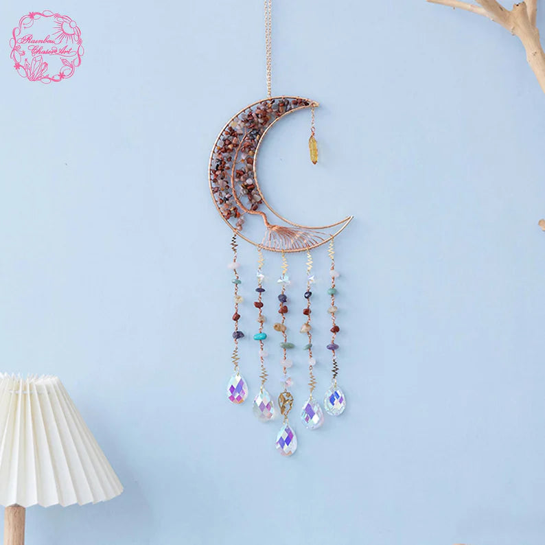 Natural crystal Suncatcher/Crystal Tree of life dream catcher
